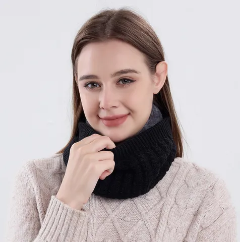 Herren Damen Winter Strick Schlauchschal Fleecegefüttert Warmer Halswärmer Einfarbig Dicker Rundschal Snood Für Outdoor Kaltes Wetter