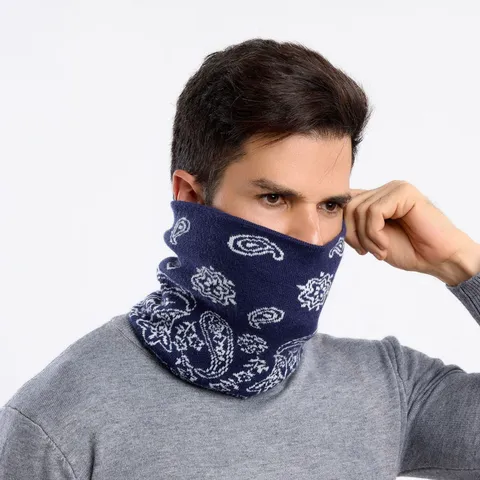 Winter Fleece Gefütterter Halswärmer Herren Damen Paisley Muster Strick Halsgamasche Warm Verdickter Outdoor Thermoschal