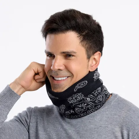 Winter Fleece Gefütterter Halswärmer Herren Damen Paisley Muster Strick Halsgamasche Warm Verdickter Outdoor Thermoschal