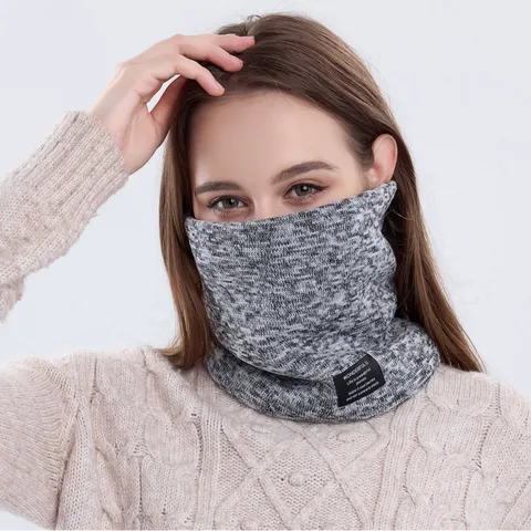 Winter Strick Halswärmer Für Herren Damen Outdoor Winddicht Radfahren Fleece Schal Weich Warm Modisch Einfarbig Halsschutz