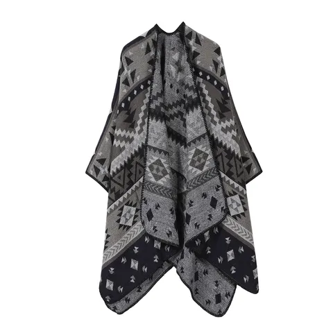 Retro Geometrisches Muster Imitation Kaschmir Schal Tuch Für Damen Herren Winter Warme Decke Cape Outdoor Reisen
