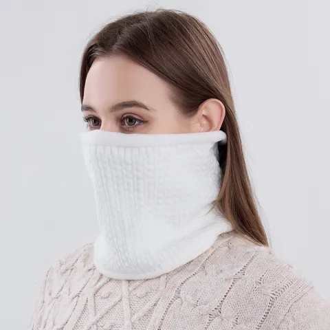 Winter Gebreide Nekwarmer Voor Heren Dames Fleece Gevoerde Sjaal Effen Kleur Thermische Snood Outdoor Nekwarmer Acryl