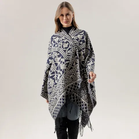 Ethnischer Stil Faux Kaschmir Schal Fransen Quaste Warme Decke Umhang Damen Winter Herbst Reisen Tägliche Oberbekleidung