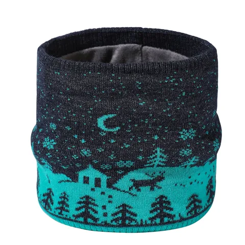Kinderen Winter Warm Gebreide Nekwarmer Schattig Herten Motief Fleece Gevoerd Verdikte Sjaal