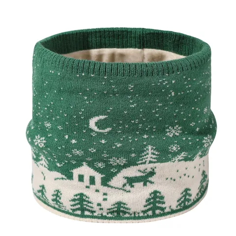 Kinderen Winter Warm Gebreide Nekwarmer Schattig Herten Motief Fleece Gevoerd Verdikte Sjaal