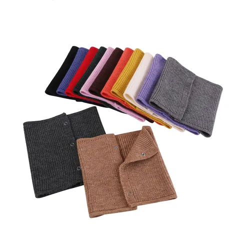 Unisex Winter Gestreifter Halswärmer Schal Einfarbig Knopf Weich Elastisch Thermisch Nackengamasche Modischer Schal Für Kaltes Wetter