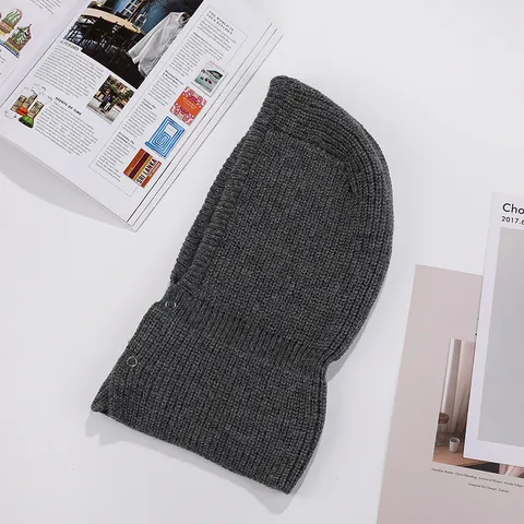 Winter Knit Hooded Fake Collar Women Men Warm Button Bib Scarf Solid Color Casual Fashion Neck Warmer