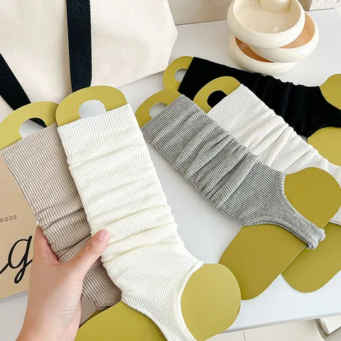 Spring Summer Thin Knit Ballet Style Stirrup Leg Warmers Solid Color Slimming Long Calf Sleeves Women Casual Socks