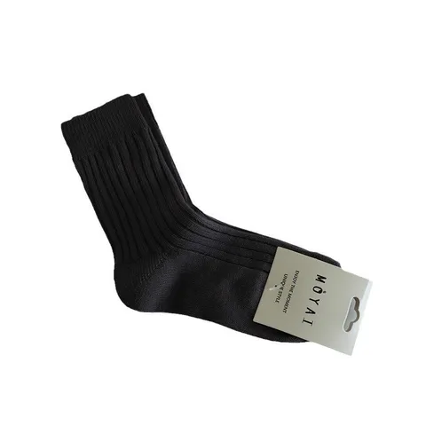 Γυναικείο Casual Cotton Crew Socks Μονόχρωμο Ελαστικό Ribbed Mid-Tube Socks Μαλακό Καθημερινό Μόδα Hosiery