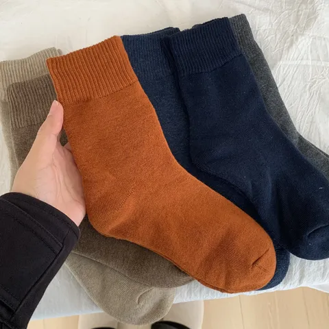 Chaussettes d Hiver Thermiques en Polaire Épaissie pour Hommes Chaussettes Unies