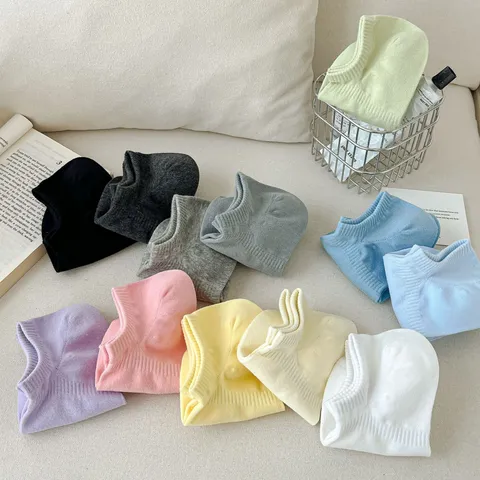 Chaussettes Invisibles Basses en Coton pour Femmes Printemps Été Unies Respirantes