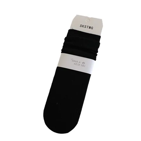 Chaussettes Slouch Décontractées à Rayures Verticales pour Femmes Unies Coton Basique Mi-Mollet Mode