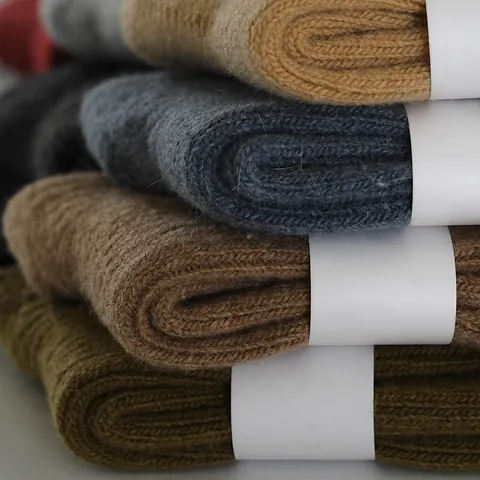 Chaussettes Slouch en Laine Épaissie d'Hiver pour Femmes Rayures Verticales Douces Chaudes Mi-Mollet Tricot Décontracté