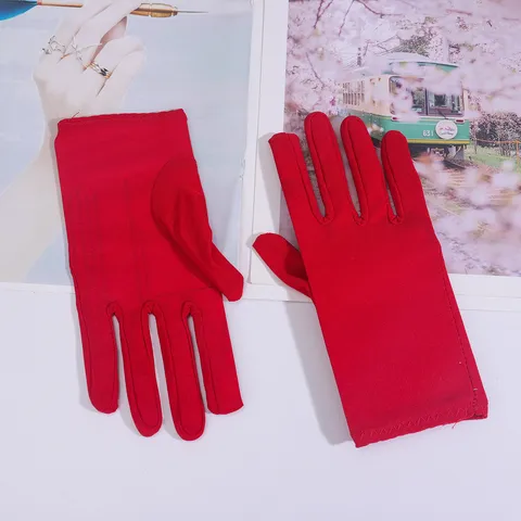 Gants Courts en Soie de Lait pour Femmes Gants de Scène Couleur Unie Accessoire de Fête Mode Quotidienne