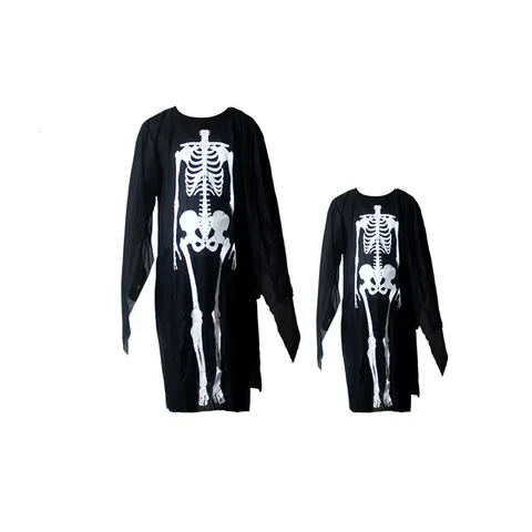 Costume de Fantôme Squelette d'Halloween avec Masque et Gants Tenue de Cosplay Faucheuse Effrayante pour Fête Adultes Enfants