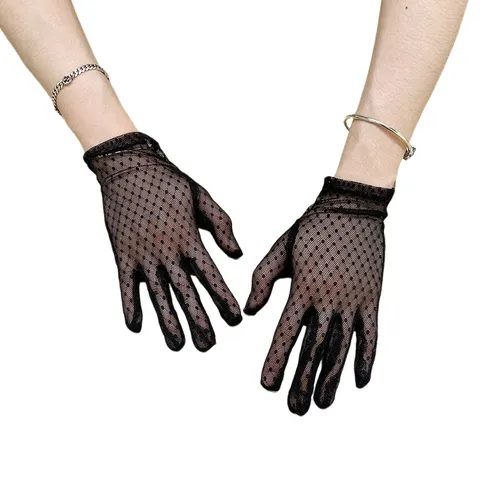 Gants Courts en Dentelle pour Femmes Gants de Poignet à Volants en Maille Florale pour Opéra Fête Mariage Bal Robe de Soirée Accessoires