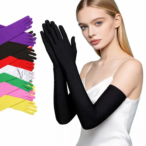 Femmes Gants en Soie de Lait Élastiques Longs Courts Fête Festival Performance Costume Accessoires