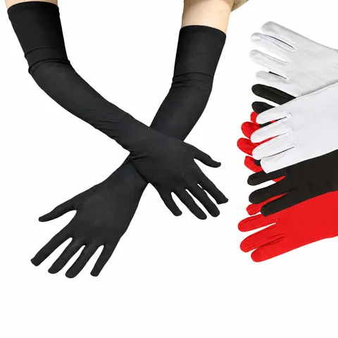 Femmes Gants en Soie de Lait Élastiques Longs Courts Fête Festival Performance Costume Accessoires
