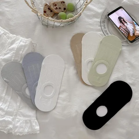 Socquettes Invisibles Fines en Maille Ajourée pour Femmes Été Respirantes Absorbantes Décolletées Antidérapantes Chaussettes Courtes