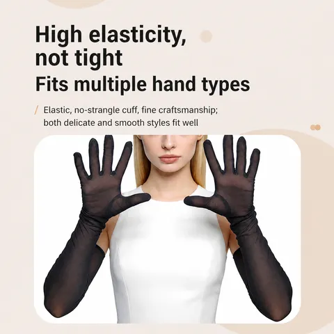 Gants Longs d'Opéra pour Femmes Gants en Maille Transparente Semi Transparente Haute Élasticité Soirée Fête Performance Gants