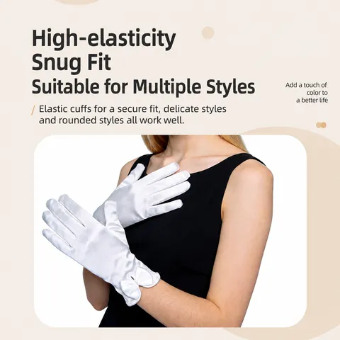 Gants Élégants en Satin avec Nœud pour Femmes Courts Longueur Poignet Soirée Fête Mariage Accessoires de Robe Formelle