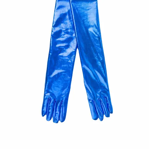 Women Long Stretch Patent Leather Gloves Metallic Shiny Opera Gloves Evening Party Cosplay Performance Costume Accessories