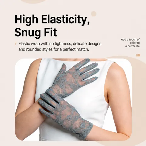 Femmes Gants de Protection Solaire en Dentelle Courte Floraux Ajourés Respirants Conduite Mariage Gants de Mariée Accessoires de Mode