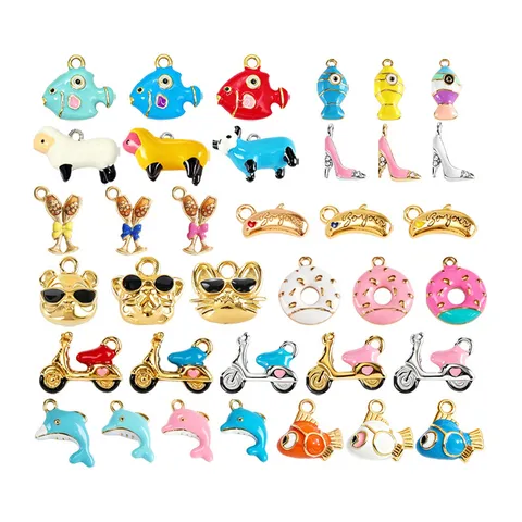 3D Edelstahl Emaille Tier Delfin Donut Tropische Fische Charms Für DIY Halskette Armband Herstellung Damen Schmuck Zubehör