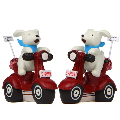 Puppy On Red Motorcycle Resin Miniature Ornament Flower Pot Decoration Garden Moss Succulent Plant Plug Photography Prop
