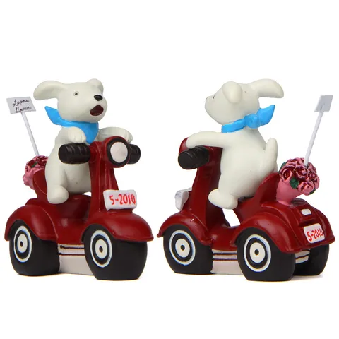 Puppy On Red Motorcycle Resin Miniature Ornament Flower Pot Decoration Garden Moss Succulent Plant Plug Photography Prop