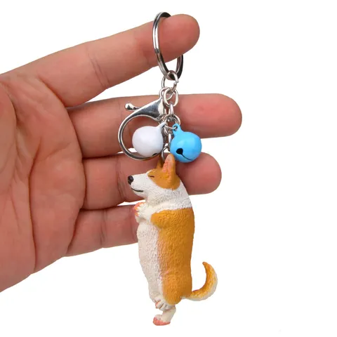 Süßer PVC Yoga Corgi Hund Schlüsselanhänger Mit Glocke Karabiner Schlüsselring Koreanischen Stil Kreativ Tasche Anhänger