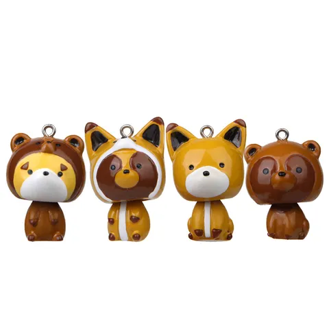 Cartoon Vos Wasbeer Hars Charmes Voor DIY Sleutelhanger Accessoires Creatieve Dierlijke Hangers Voor Handtas Rugzak Decoratie Sieraden Maken