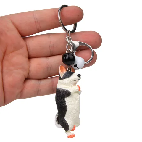 Kreativer Yoga-Pose Husky Hund Schlüsselanhänger Harz PVC Cartoon Tier Tasche Anhänger Mit Glocke Und Karabiner Auto