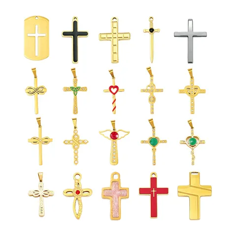 Roestvrij Stalen Kruis Zwaard Hangers Voor Sieraden Maken DIY Emaille Strass Hart Engel Vleugel Charms Voor Ketting Armband