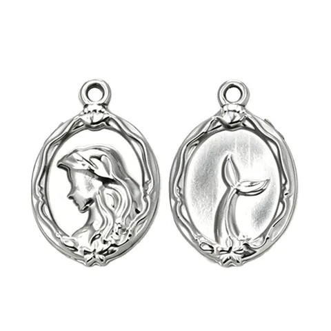 Stainless Steel Sea Creature Pendant 3D Ocean Animal Charm Mermaid Starfish Dolphin Sea Shell Conch Shark Turtle Seahorse Whale Crab For Necklace Bracelet Jewelry Making DIY Accessories