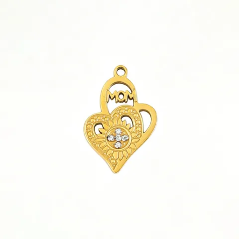 Titanium Steel Mother's Day Charm Heart Mama Mom Pendant Electroplated Rhinestone Enamel DIY Necklace Bracelet Making Jewelry Gift