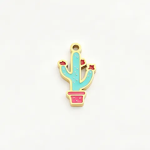 Stainless Steel Enamel Fruit Plant Pendants For DIY Jewelry Making Cactus Strawberry Cherry Watermelon Colorful Charms For Necklace Bracelet Making Craft Supplies