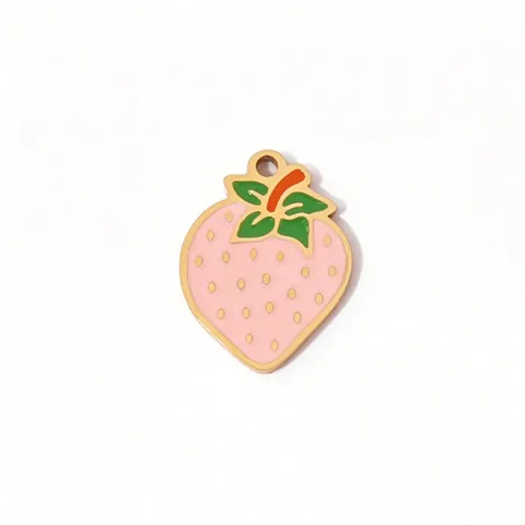 Strawberry Cherry Fruit Stainless Steel Pendants Drip Oil Enamel Charms For Handmade DIY Jewelry Making Earrings Hairpins Accessories