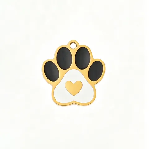 Ciondolo in Acciaio Inossidabile Smalto Impronta di Zampa Forma di Cuore Gatto Cane Commemorativo Piccolo Charm per Fai da Te Braccialetto Collana Gioielli Accessorio