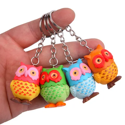 Cute Owl Keychain Couple Resin Key Ring Cartoon Animal Bag Pendant Car Key Holder Decorative Keychain Accessories