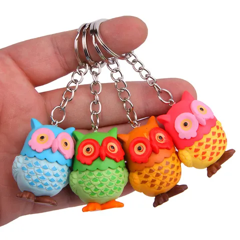 Cute Owl Keychain Couple Resin Key Ring Cartoon Animal Bag Pendant Car Key Holder Decorative Keychain Accessories