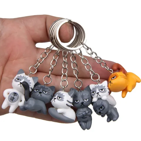 Süße Cartoon Katze Figur Schlüsselanhänger Kreative Anime Paar Tasche Anhänger Auto Schlüsselring Für Frauen Männer Brieftasche Ornament