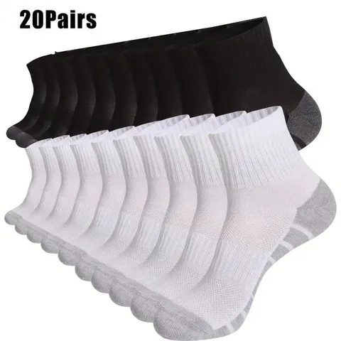 Men's Athletic Sports Socks Moisture Wicking Breathable Towel Bottom Crew Socks Running Training Socks Polyester