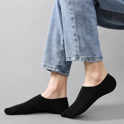 Men's Invisible Boat Socks Summer Thin Breathable Solid Color Low Cut Casual Sports Socks Anti Slip Silicone Socks