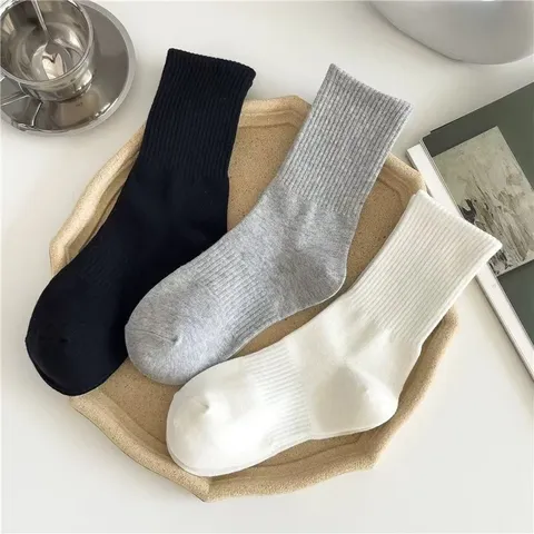 Classic Solid Color Crew Socks Unisex Breathable Cotton Blend Athletic Casual Long Short Tube Socks Daily Wear Hosiery