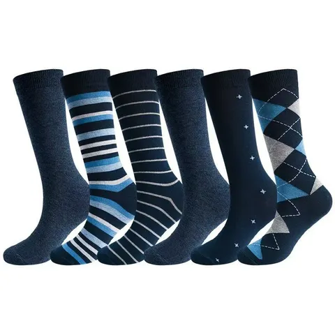 Men's Business Dress Socks Long Tube Plus Size Cotton Striped Argyle Casual Formal Crew Socks For Autumn Winter