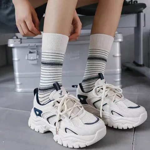 Unisex Striped Crew Socks Cotton Breathable Casual Fashion Long Tube Socks For Men And Women Spring Summer