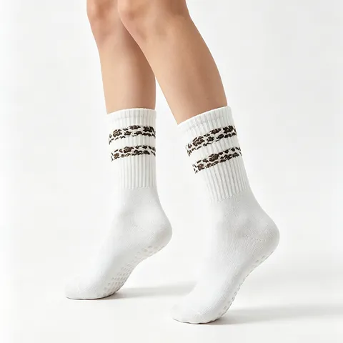 Women's Non-Slip Yoga Socks Pilates Anti-Skid Leopard Stripe Floor Socks