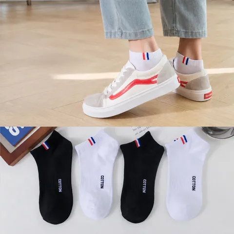 Men's Breathable Short Boat Socks Anti-Slip Athletic Casual Summer Polyester Socks Solid Color Low Cut Socks