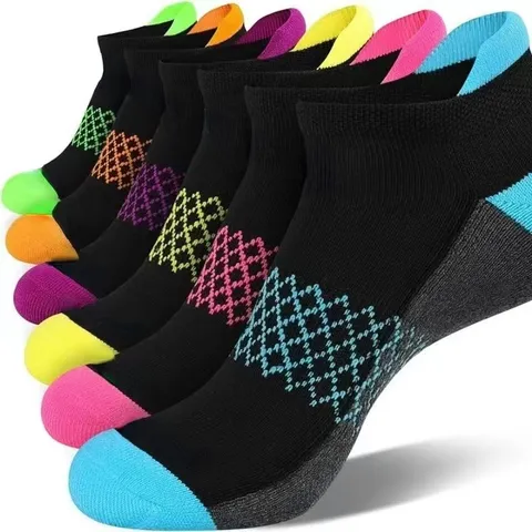 Men's Athletic Sports Short Socks Breathable Mesh Sweat-Absorbent Casual Cotton Socks Color Block Running Socks